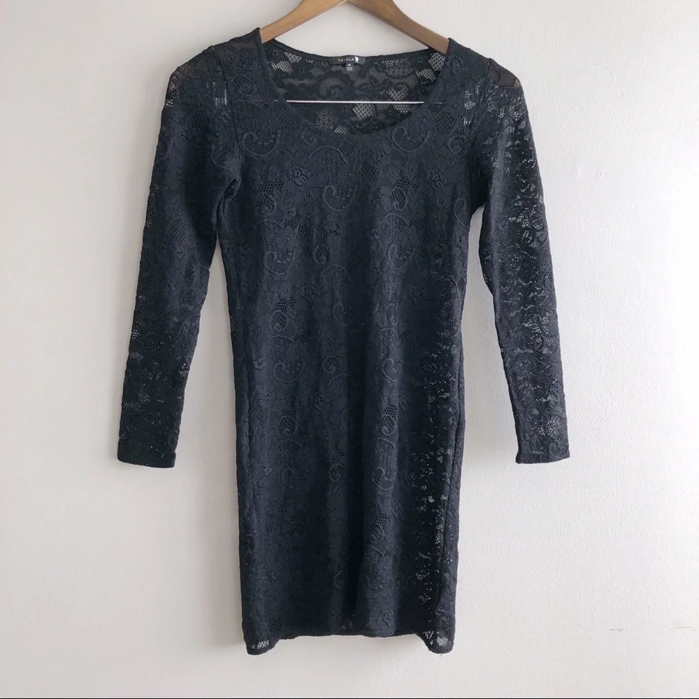 aritzia talula lace dress Aritzia Talula Dress Mini Black Lace Dress Sz 4 Button Embellishing 2 Way Strap